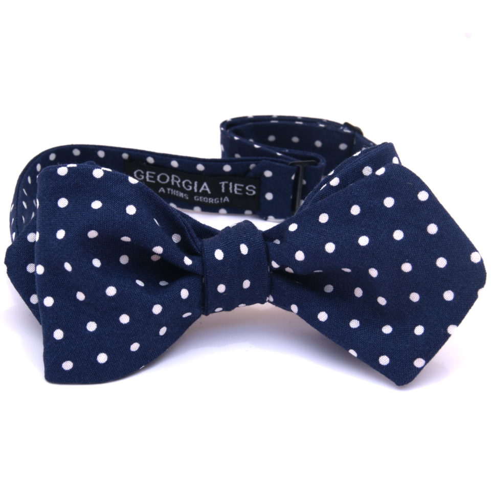 Navy and White Bow Tie