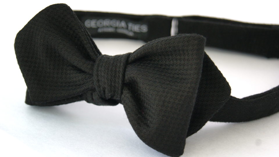 Black Cotton Pique Bow Tie