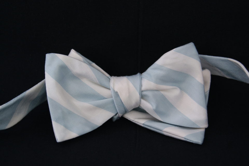 wide stripe silk bow tie