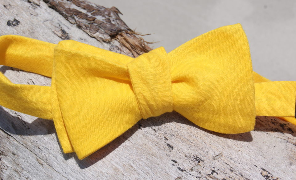 yellow linen bow tie